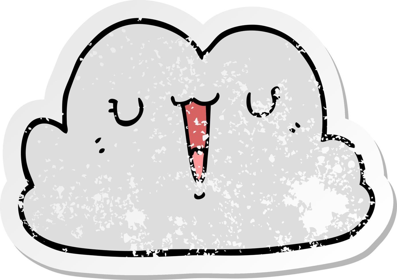 distressed sticker of a cute cartoon cloud vector
