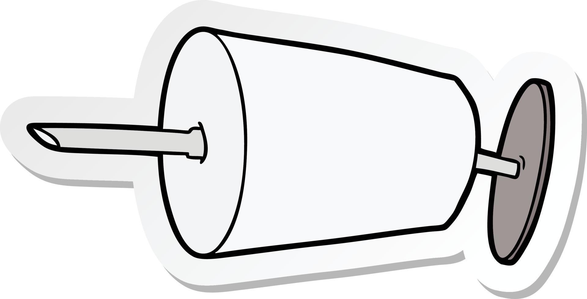 sticker of a cartoon medical syringe vector