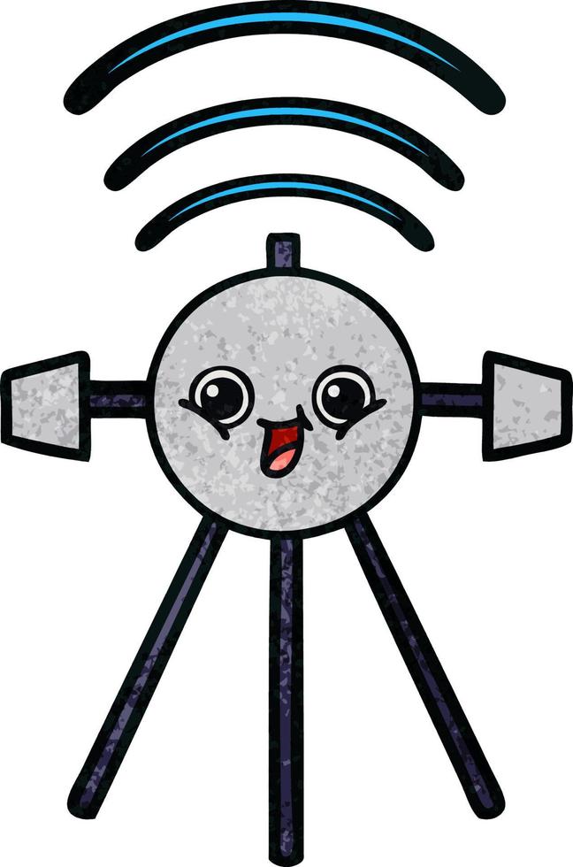 retro grunge texture cartoon satellite vector