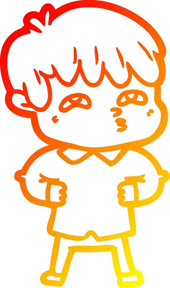 warm gradient line drawing cartoon curious man vector