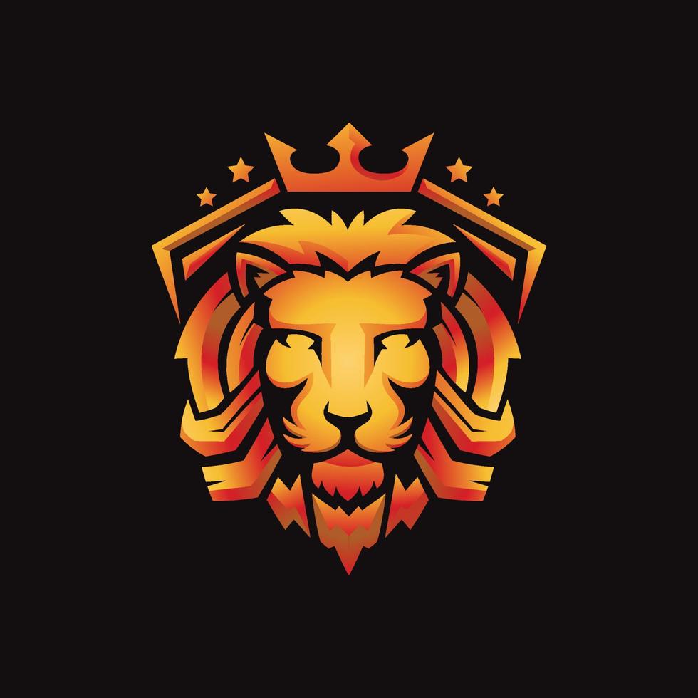 golden royal lion kings head  mascot vector