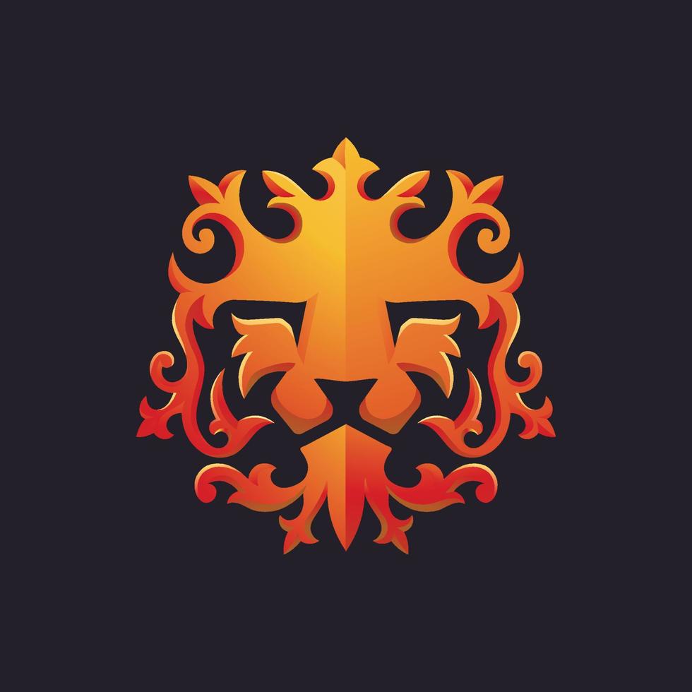 Ornamento cabeza de león dorado mascota ilustración vectorial vector