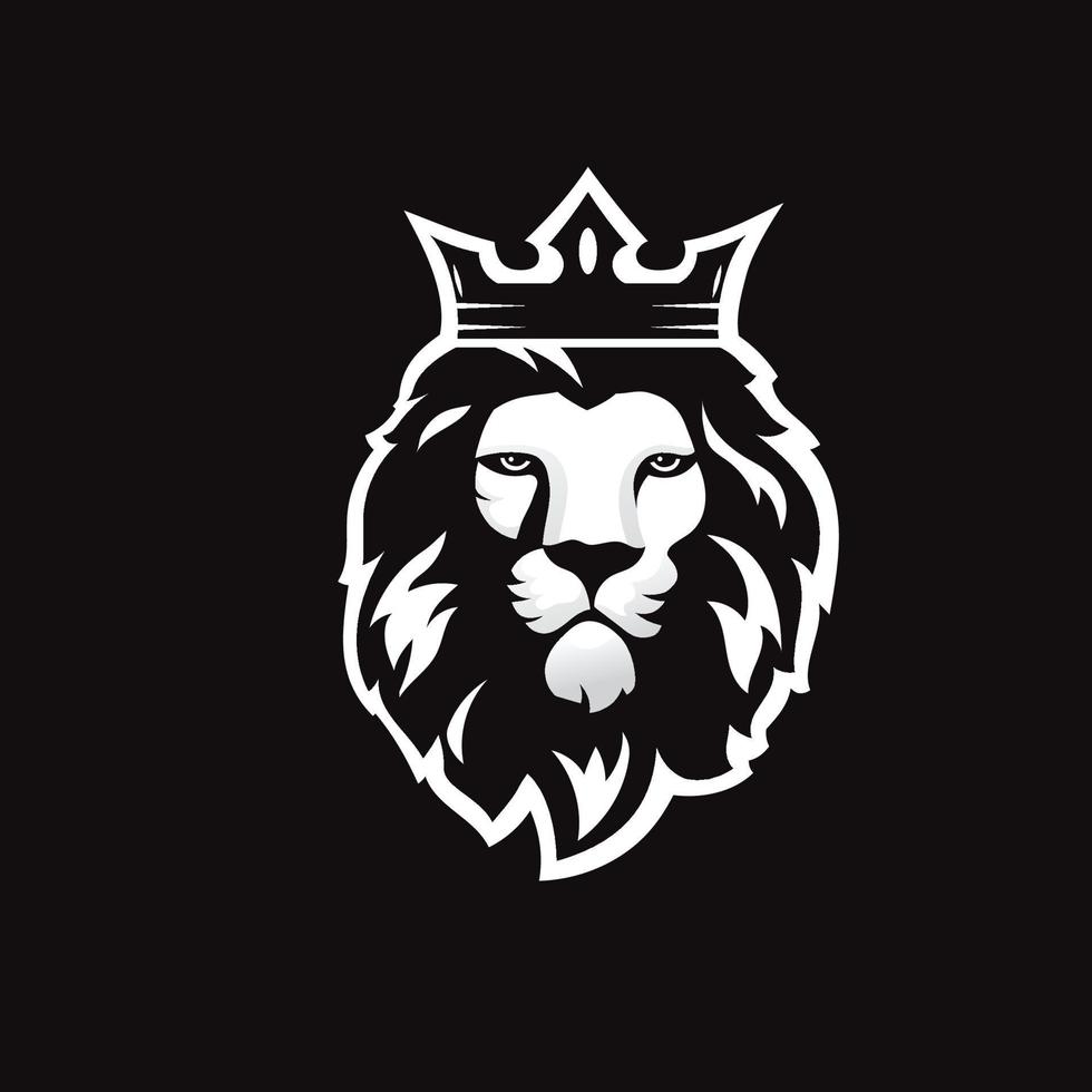 brave lion head wearing crown vector template