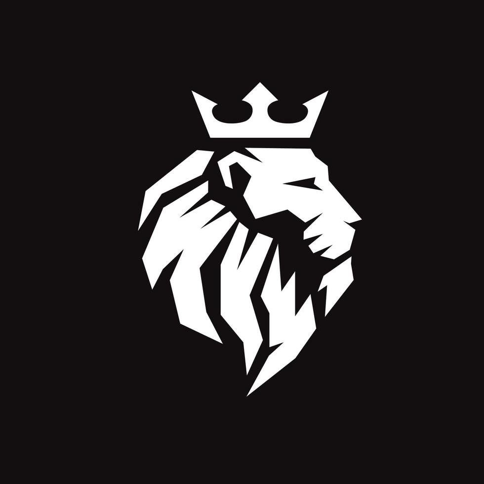 lion head with crown mascot vector on black background 8589045 Vector ...