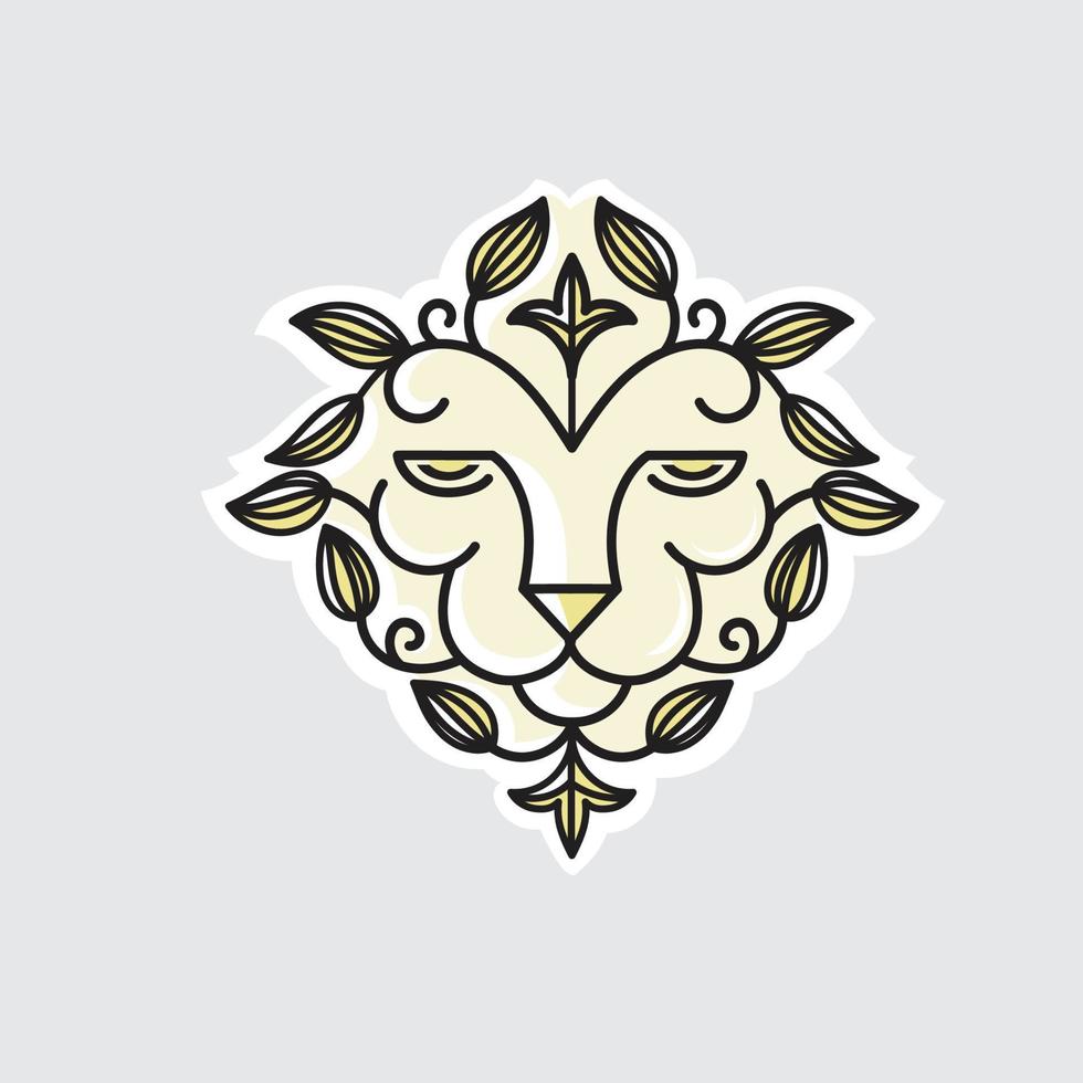 Hand drawn abstract lion head with floral vector