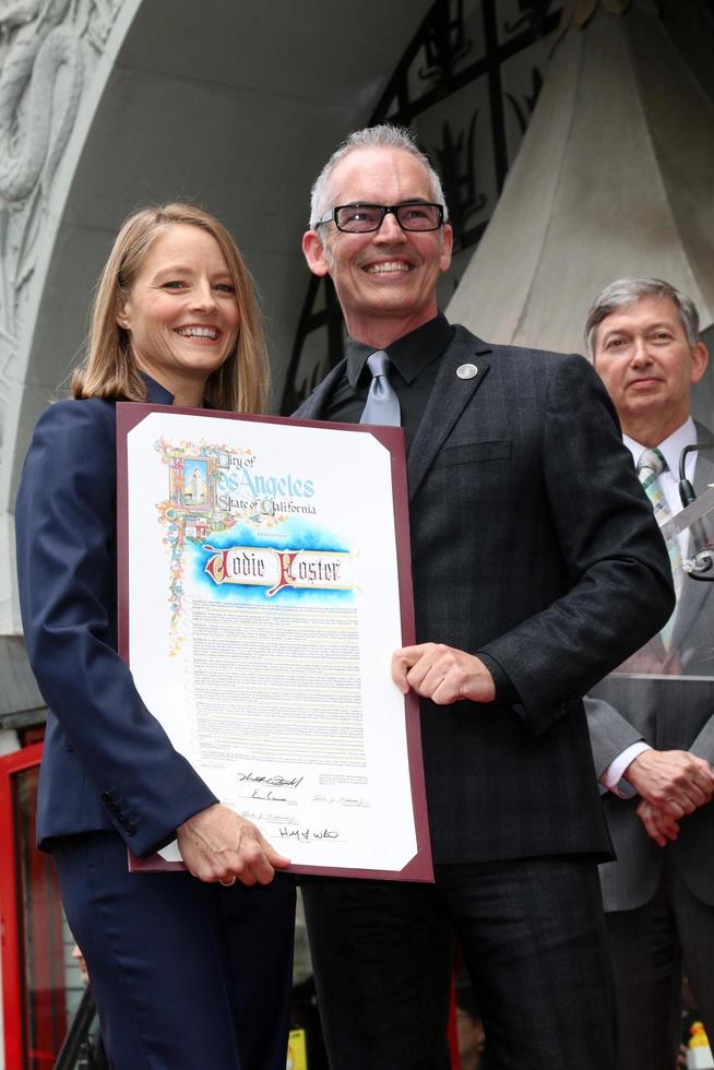 LOS ANGELES, MAY 4 -  Jodie Foster, Mitch O Farrell at the Jodie Foster Hollywood Walk of Fame Star Ceremony at the TCL Chinese Theater IMAX on May 4, 2016 in Los Angeles, CA photo