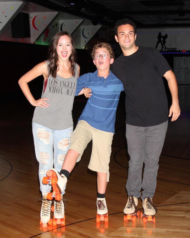 vLOS ANGELES, SEP 3 -  Hayley Orrantia, Sean Giambrone, Troy Gentile at the The Goldbergs Press Event at Moonlight Rollerway on September 3, 2014 in Glendale, CA photo