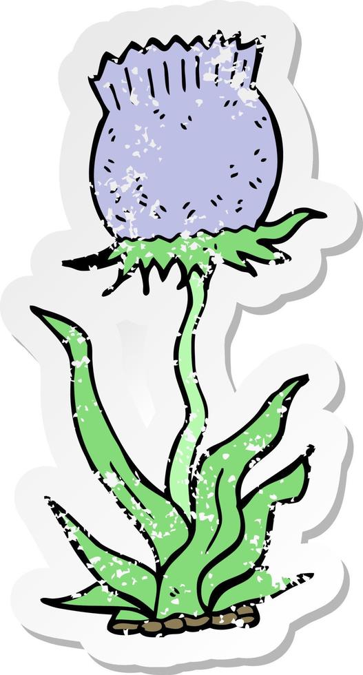 distressed sticker of a cartoon wild flower vector