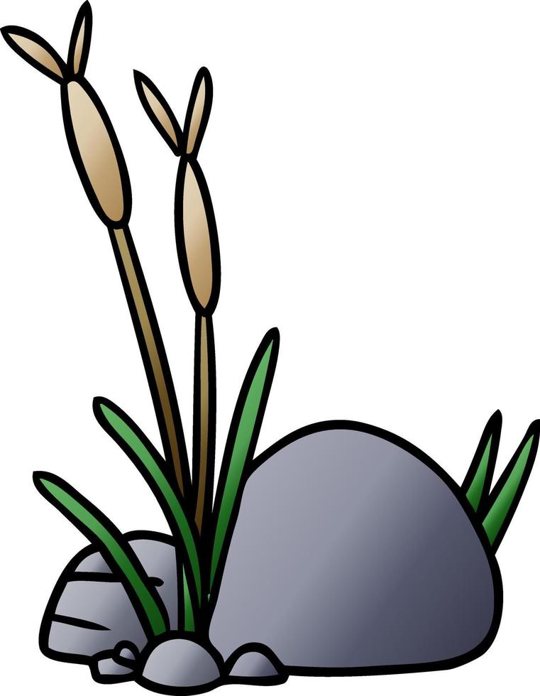 gradient cartoon doodle of stone and pebbles vector
