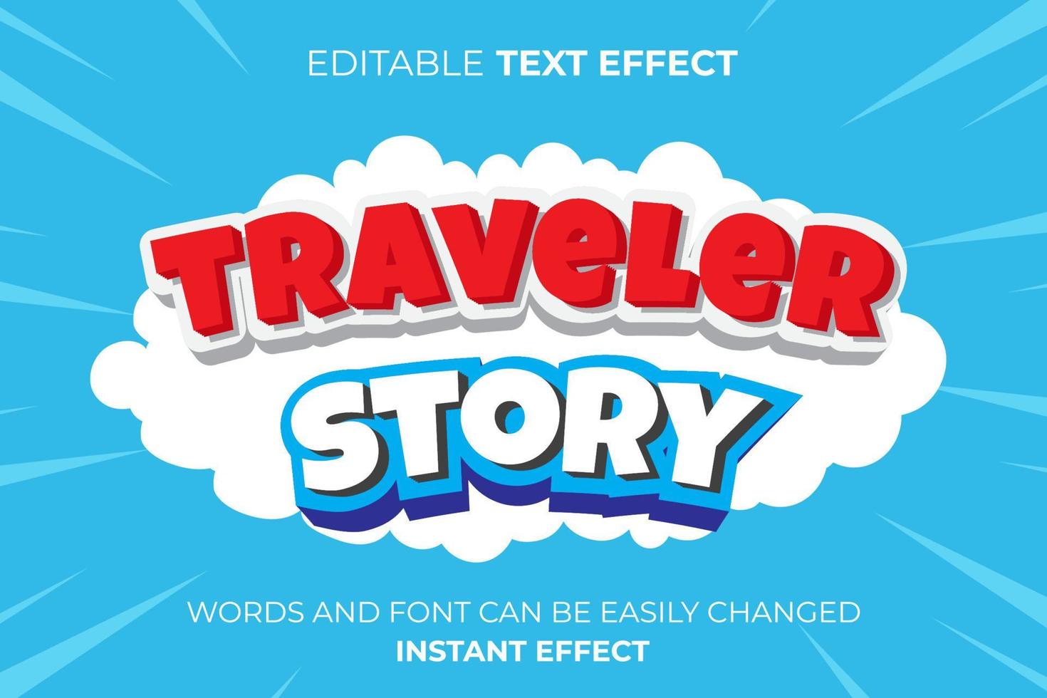 tipografía de efecto de texto 3d de viajero vector