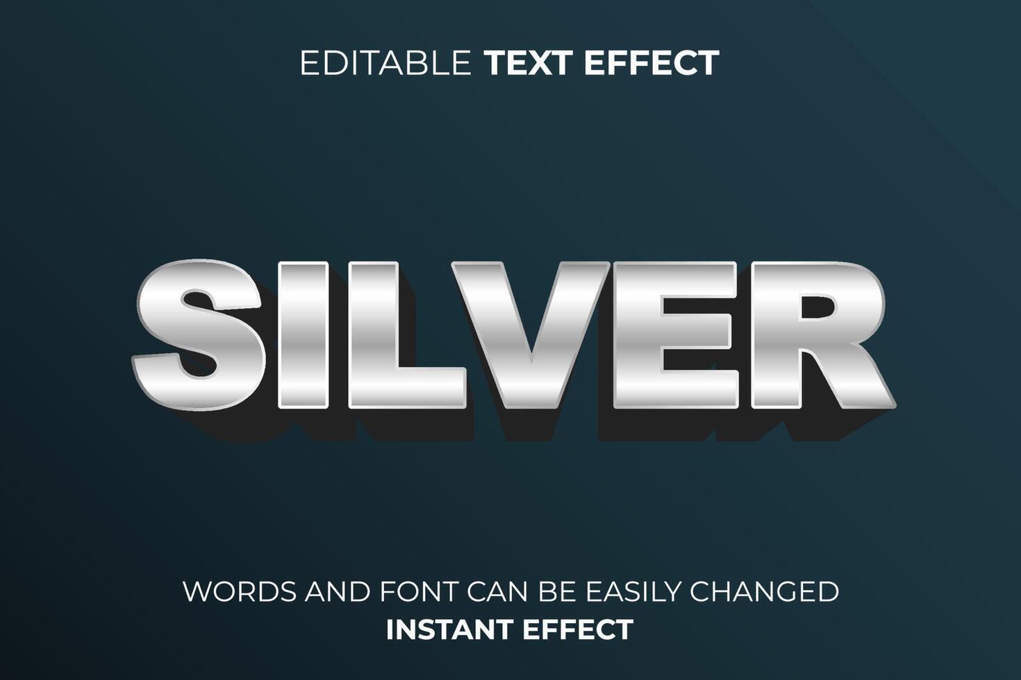 metal silver text effect template vector