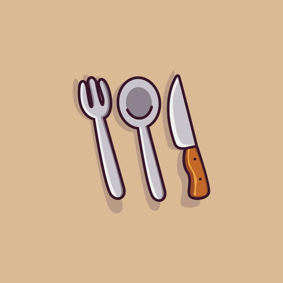 kitchen collection set table knife, spoon, fork, vector