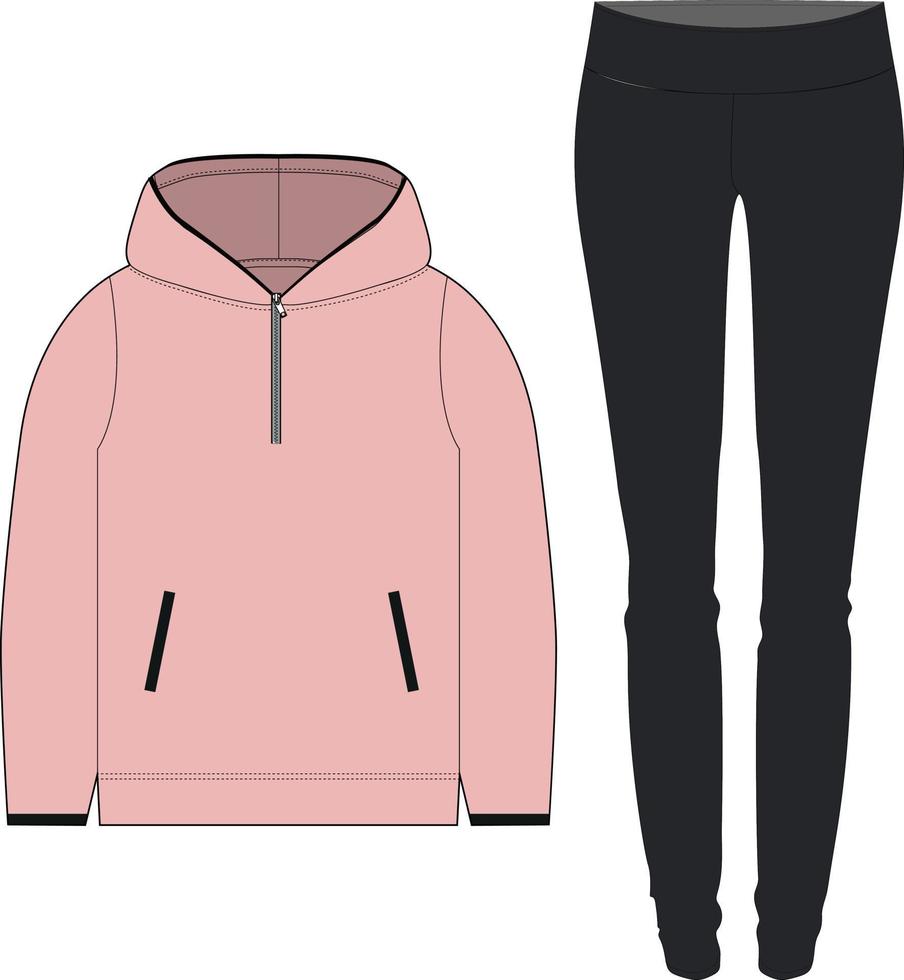 niñas sudadera con capucha y legging conjunto archivo vectorial vector