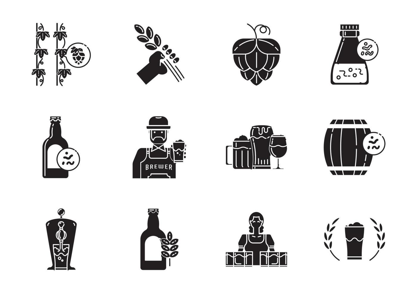 conjunto de iconos de glifo de cerveza artesanal vector