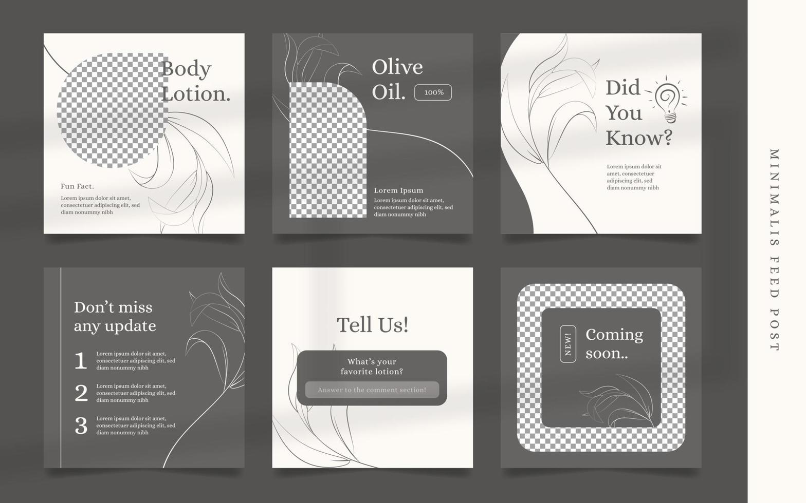 Set of Minimalist Aesthetic Cosmetic Flyer or Social Media Post Template vector