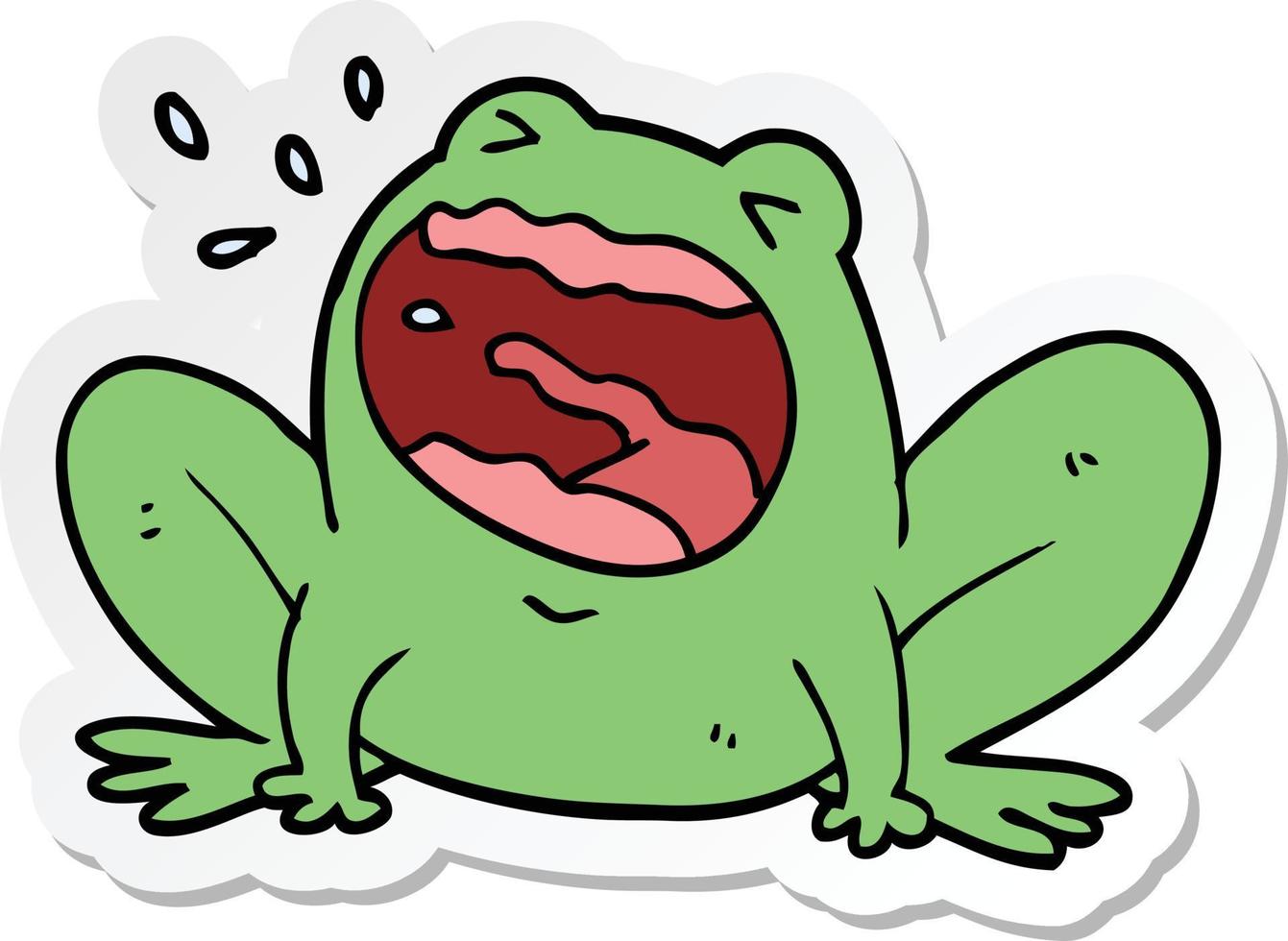 sticker of a cartoon frog shouting vector