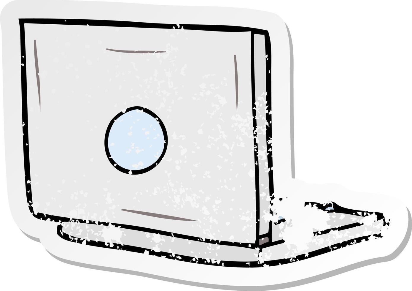 distressed sticker of a cartoon laptop computer vector