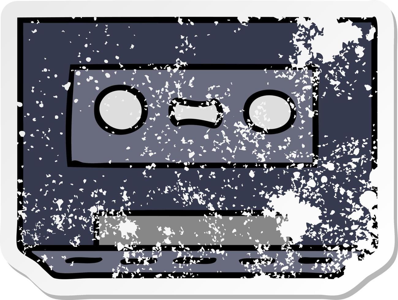 distressed sticker cartoon doodle of a distressed sticker cassette tape vector