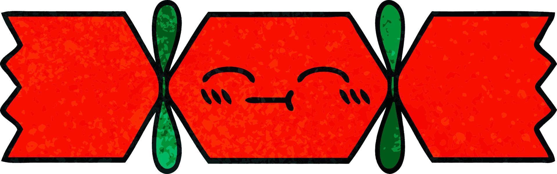 retro grunge texture cartoon christmas cracker vector