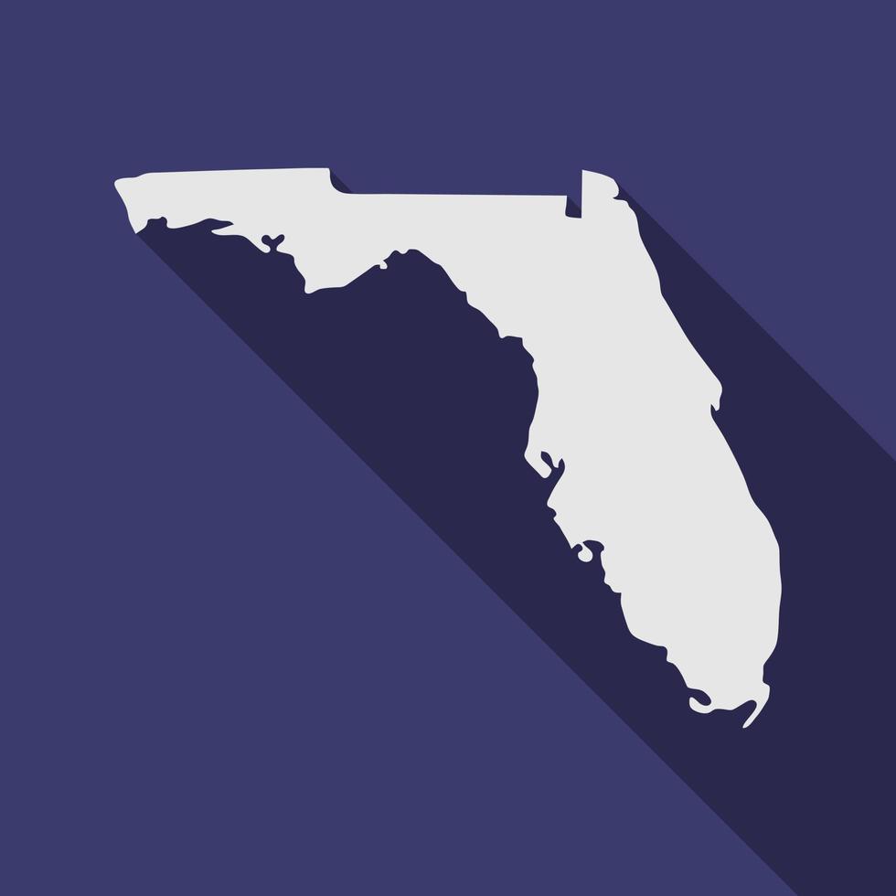 mapa del estado de florida con una larga sombra vector