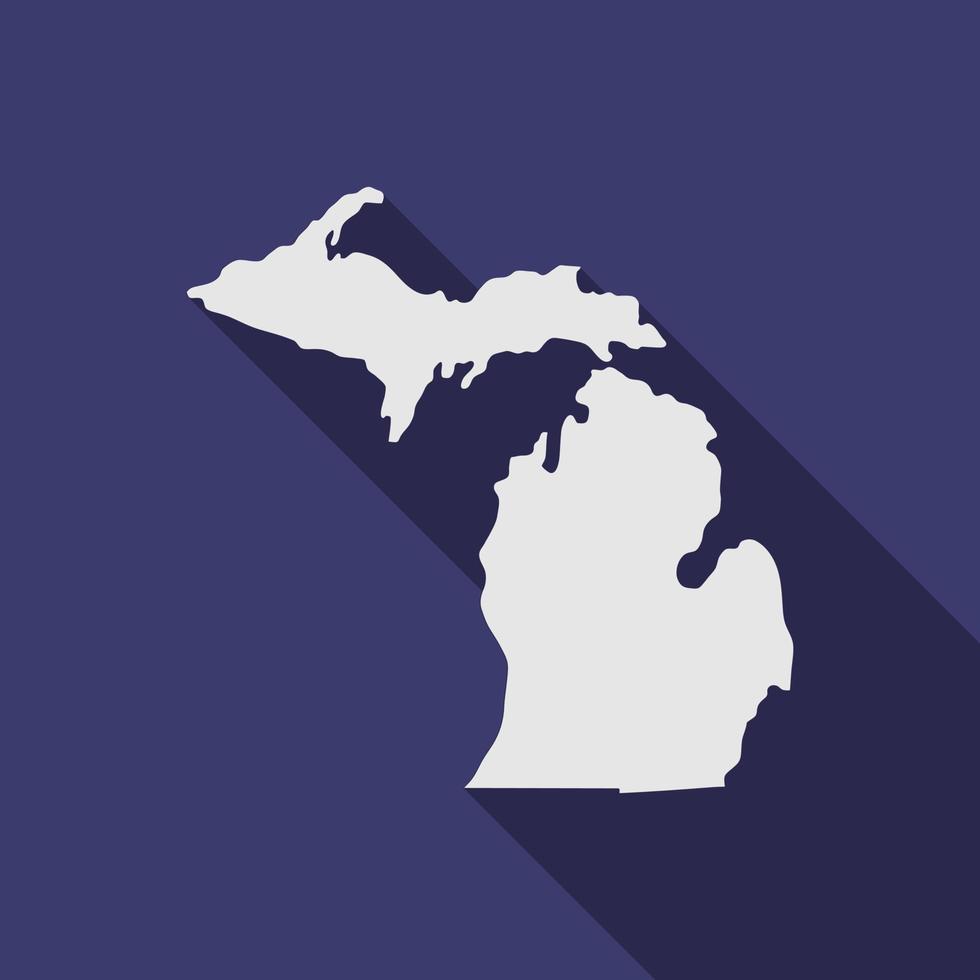 Mapa del estado de Michigan con una larga sombra vector