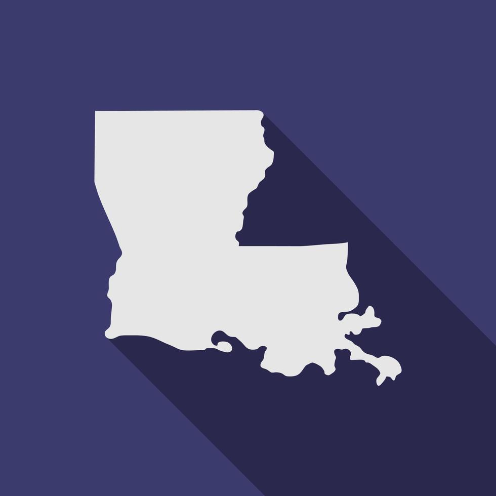 Louisiana state map with long shadow vector