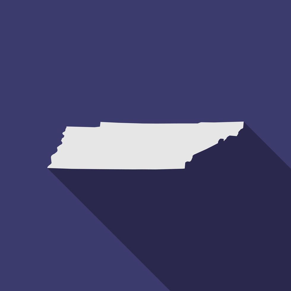 Mapa del estado de Tennessee con una larga sombra vector