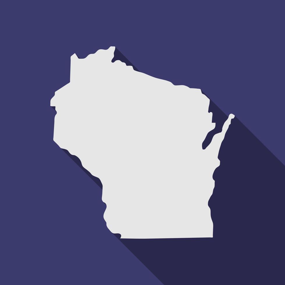 mapa del estado de wisconsin con larga sombra vector