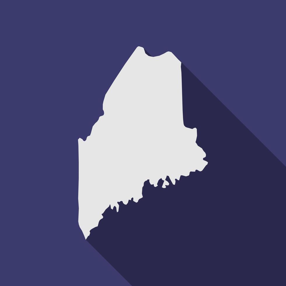 Maine state map with long shadow vector