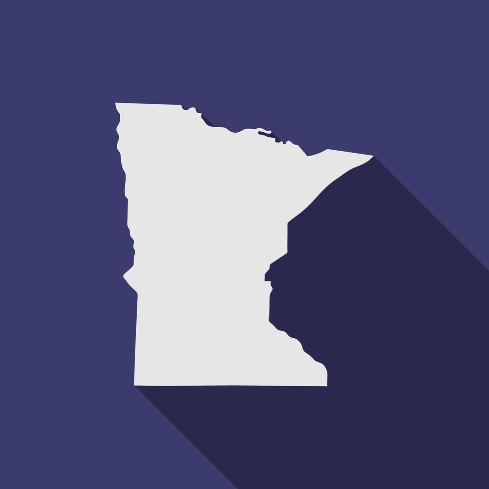 Mapa del estado de Minnesota con una larga sombra vector