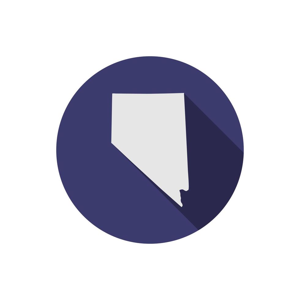 Nevada state circle map with long shadow vector