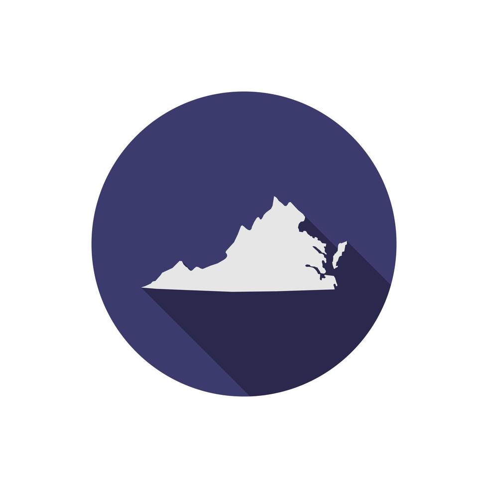 Virginia state map circle with long shadow vector