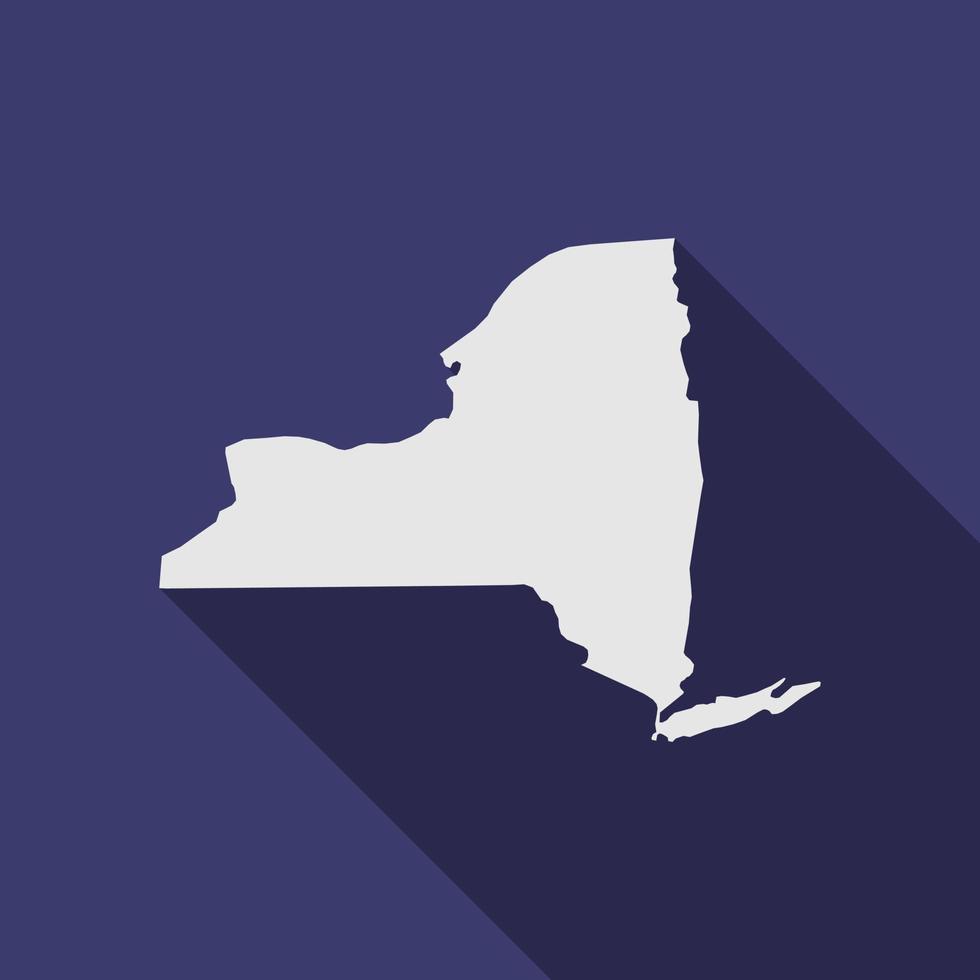 mapa del estado de nueva york con una larga sombra vector