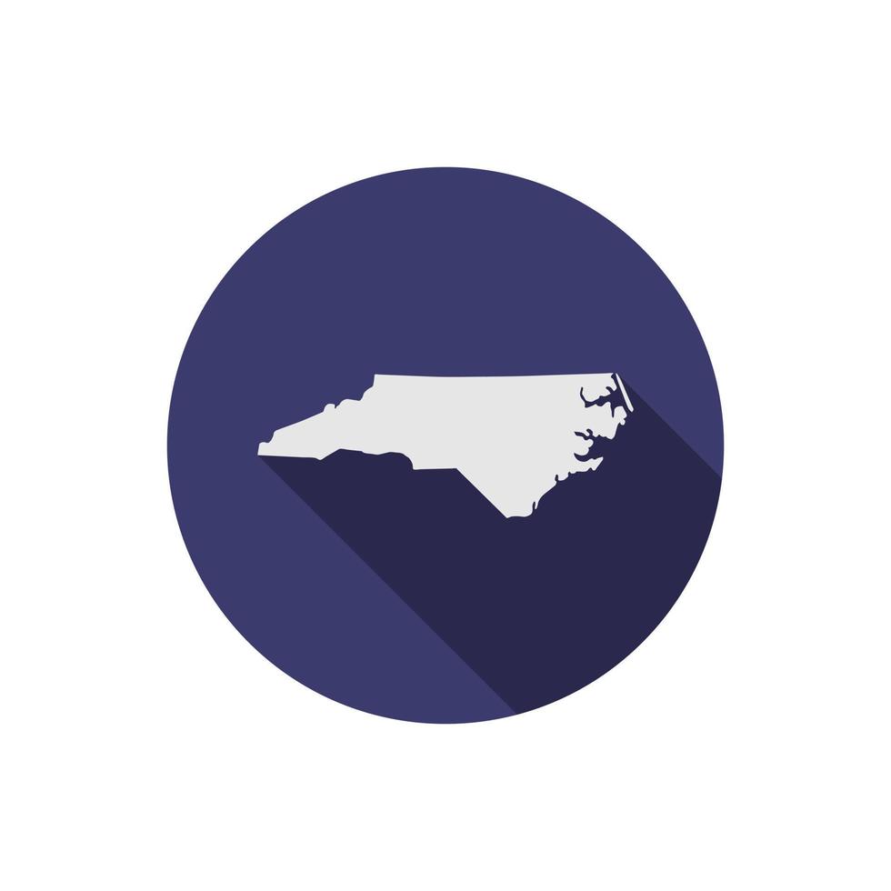 North Carolina state circle map with long shadow vector