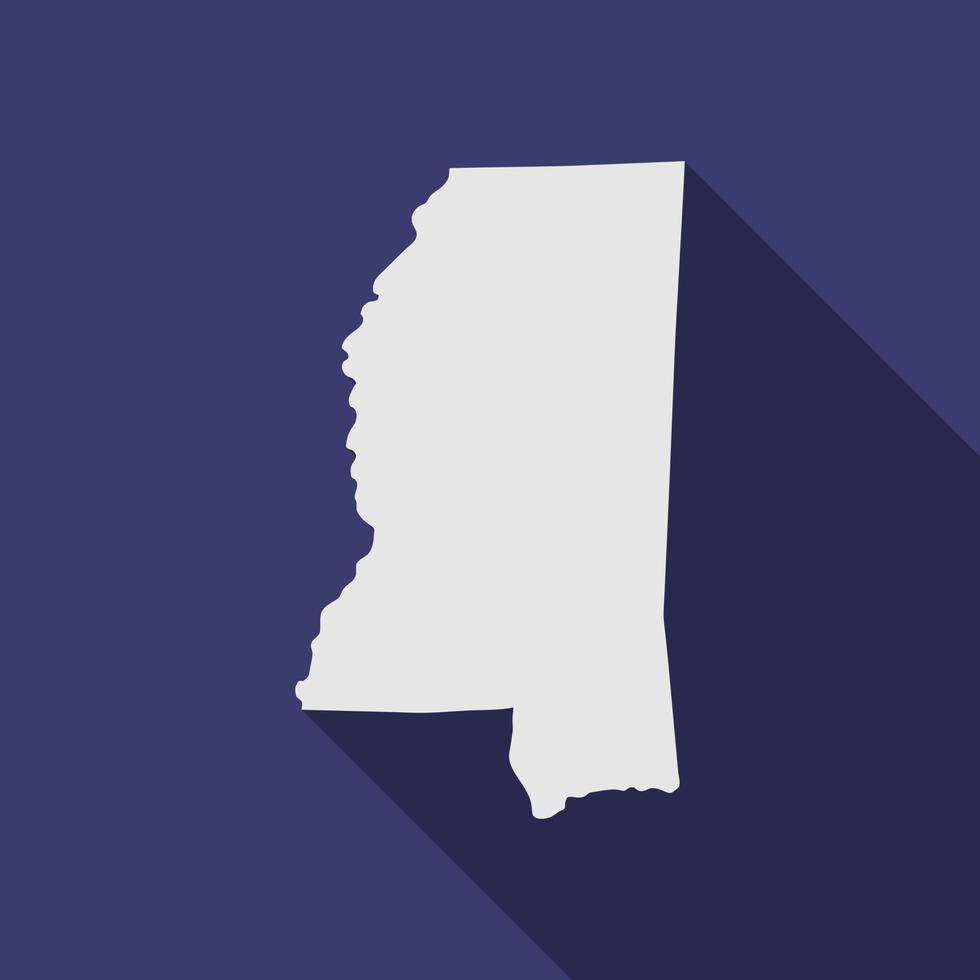 Mississippi state map with long shadow vector