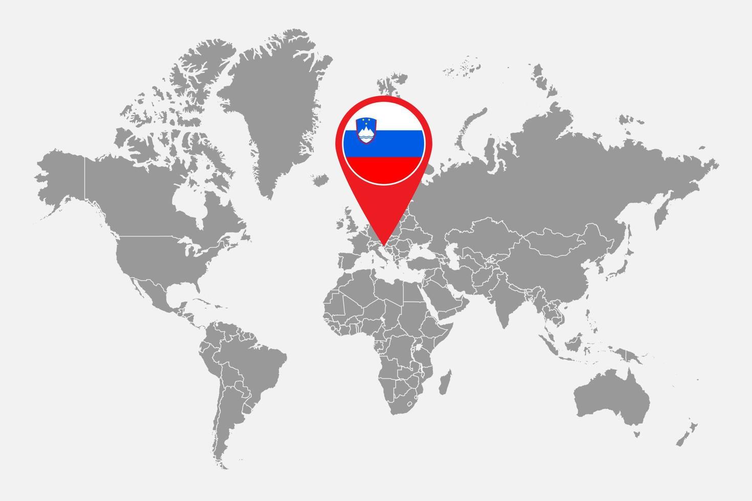 pin mapa con bandera de eslovenia en el mapa mundial. ilustración vectorial vector