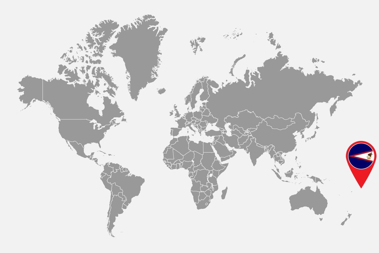 Pin map with American Samoa flag on world map. Vector illustration.