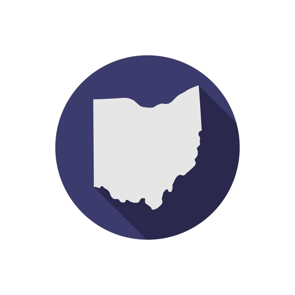 Ohio state circle map with long shadow vector