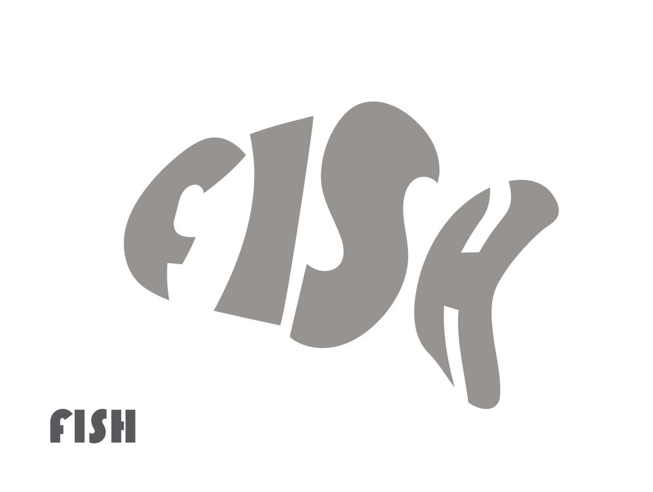 Word forms FISH Word art Isolated vector