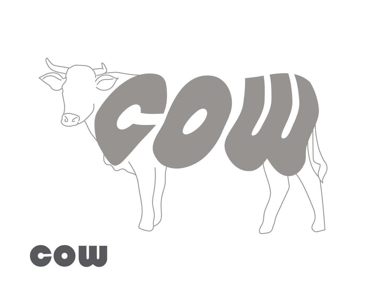 Word forms COW Word art Isolated vector