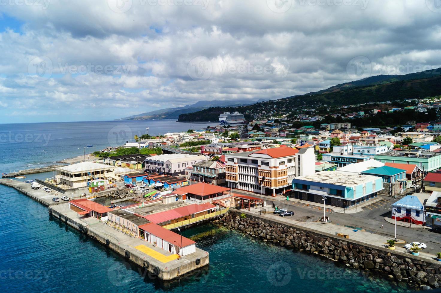 Roseau the capital of Dominica from the perspective of the cruise