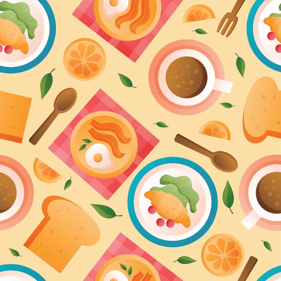 Colorful Breakfast Seamless Pattern vector