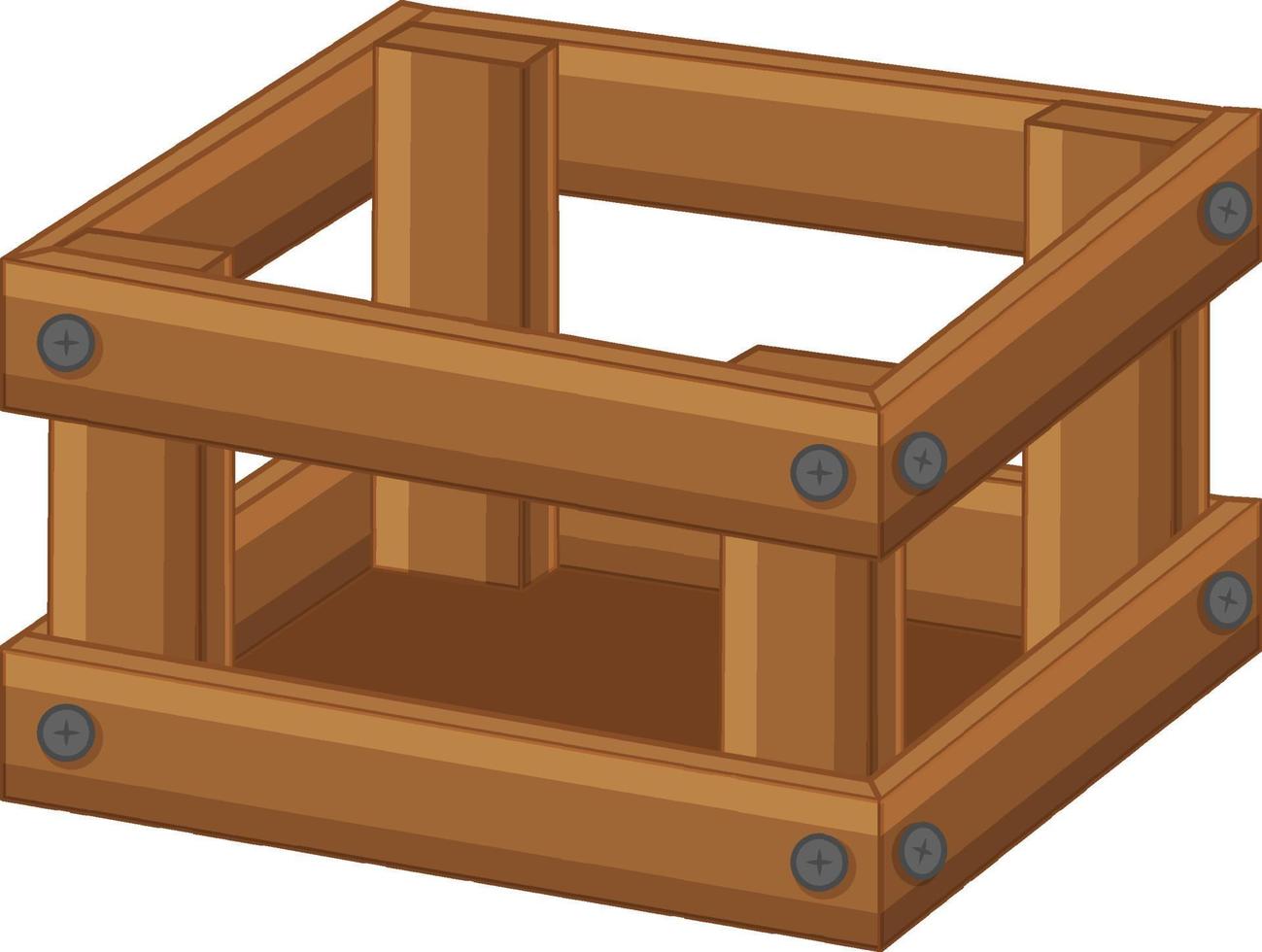 Caja de madera sobre fondo blanco. vector