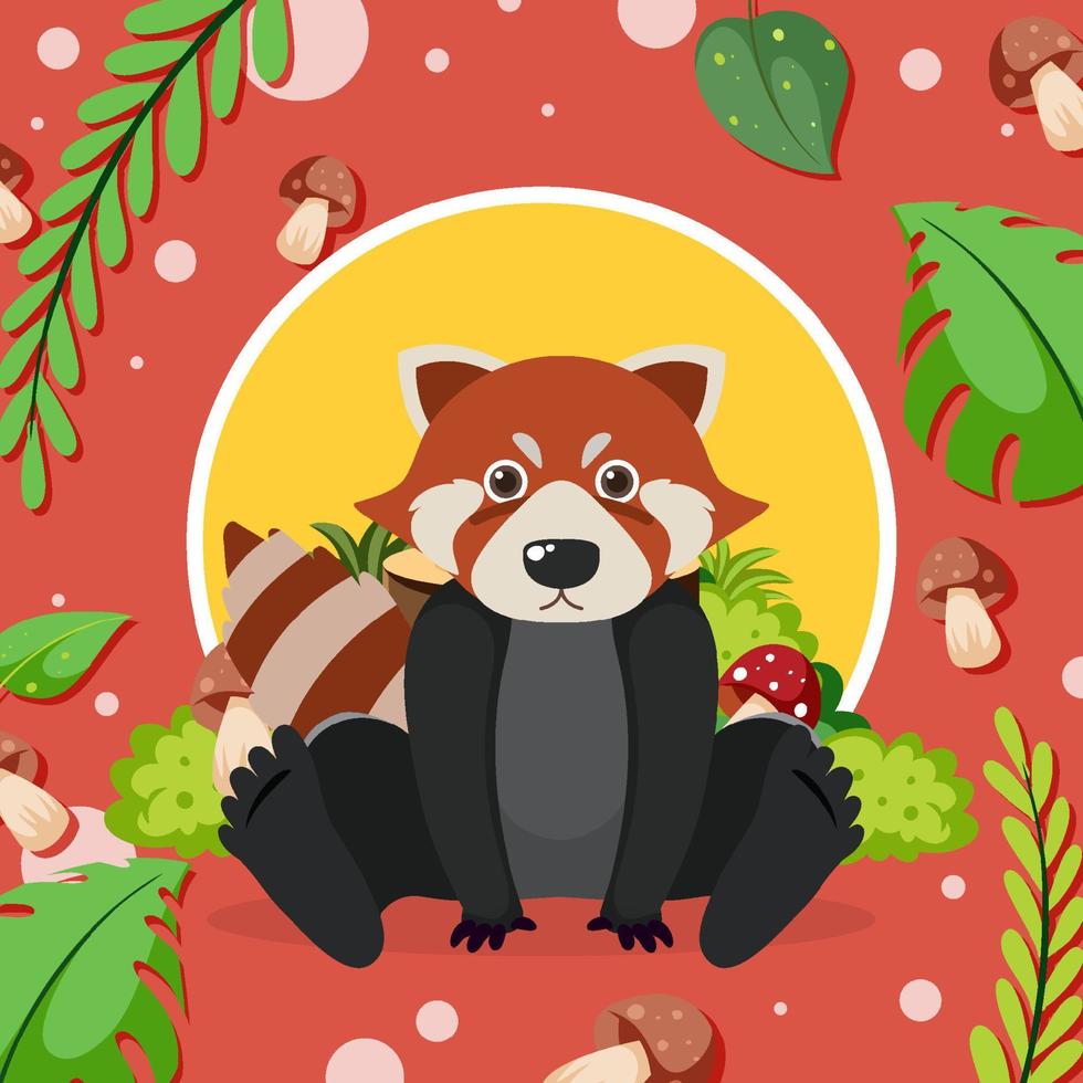 Cute red panda in flat cartoon style vector