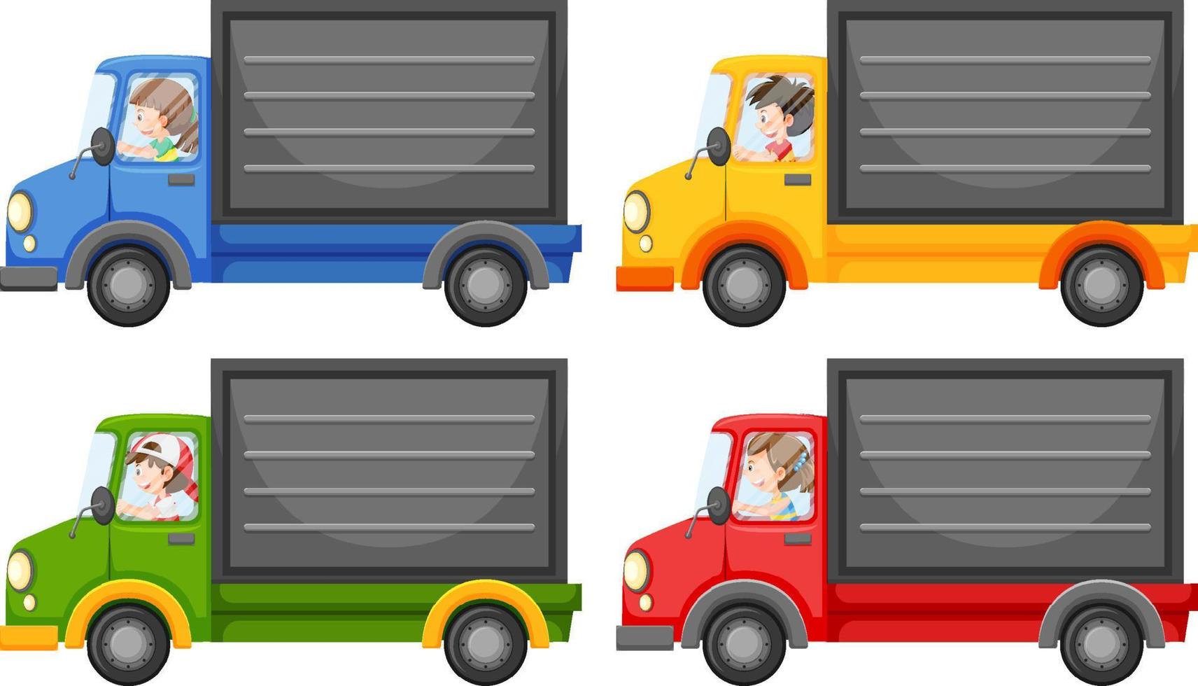 Delivery trucks in cartoon style vector