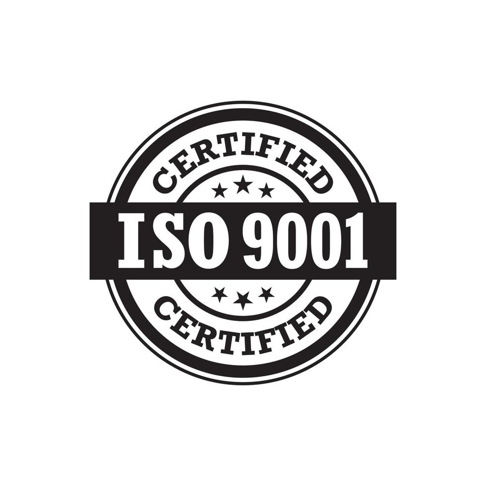 ISO 9001 certified label, vector illustration