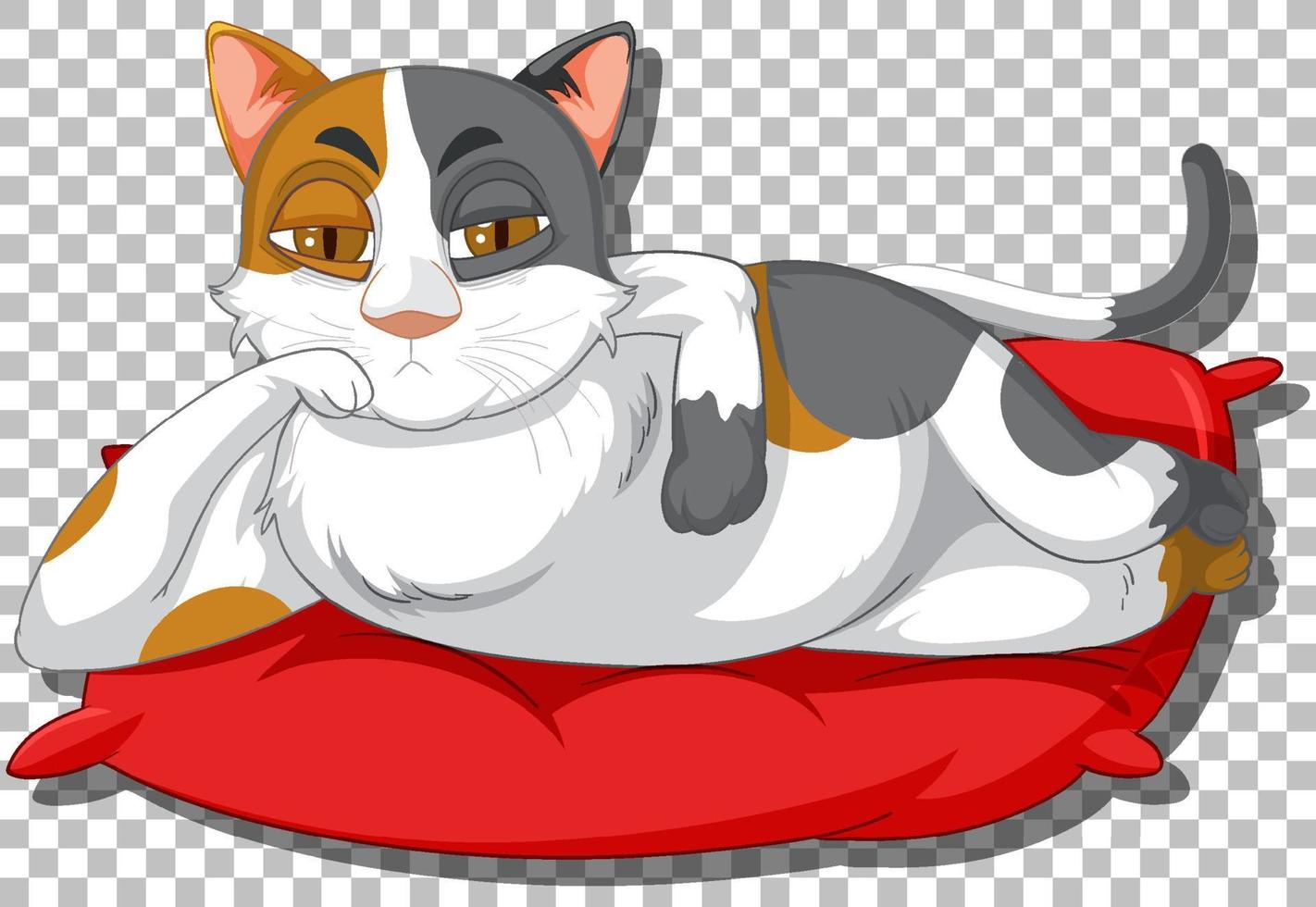 gato acostado en la almohada personaje de dibujos animados vector