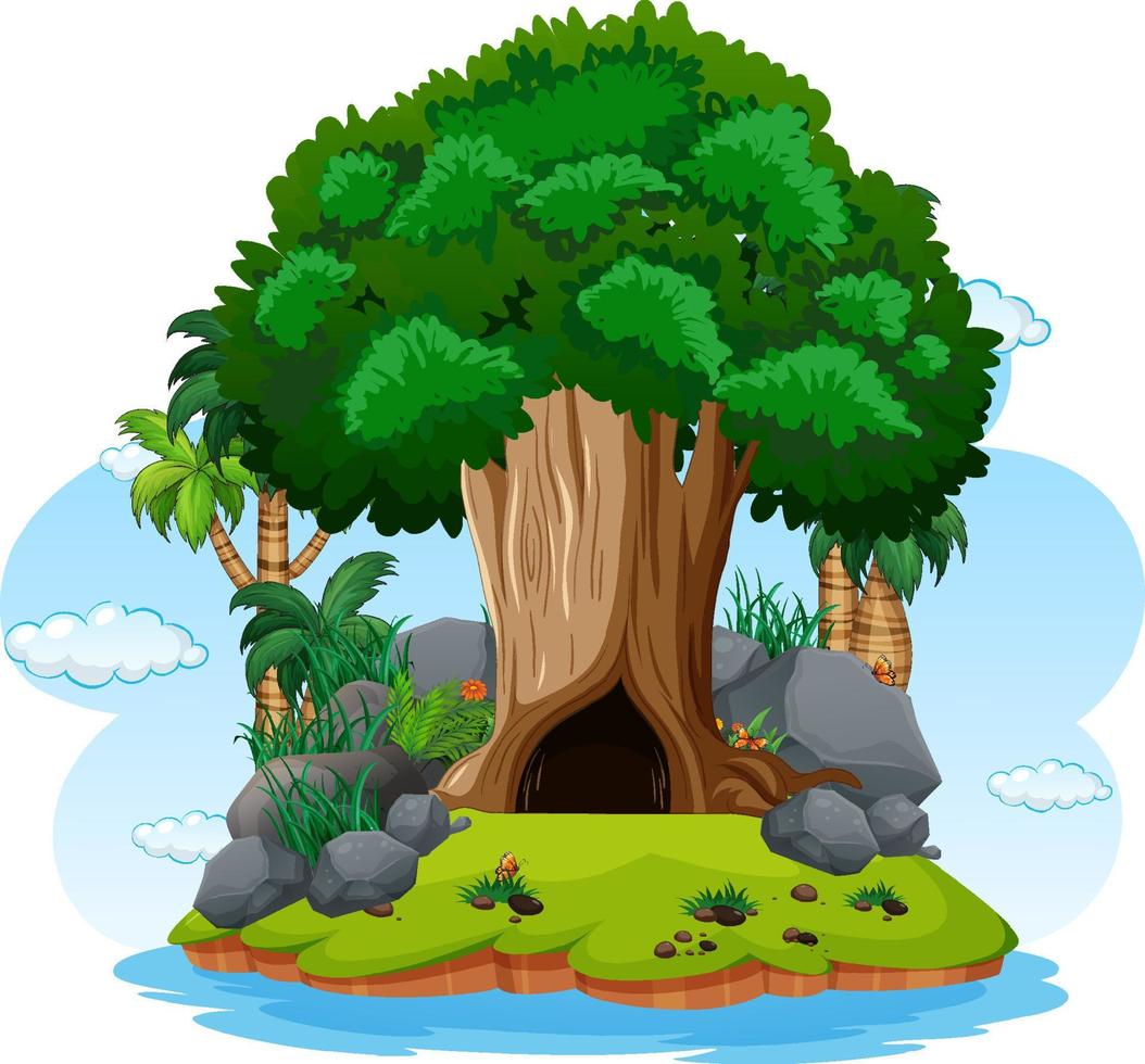 Big tree isolated cartoon vector