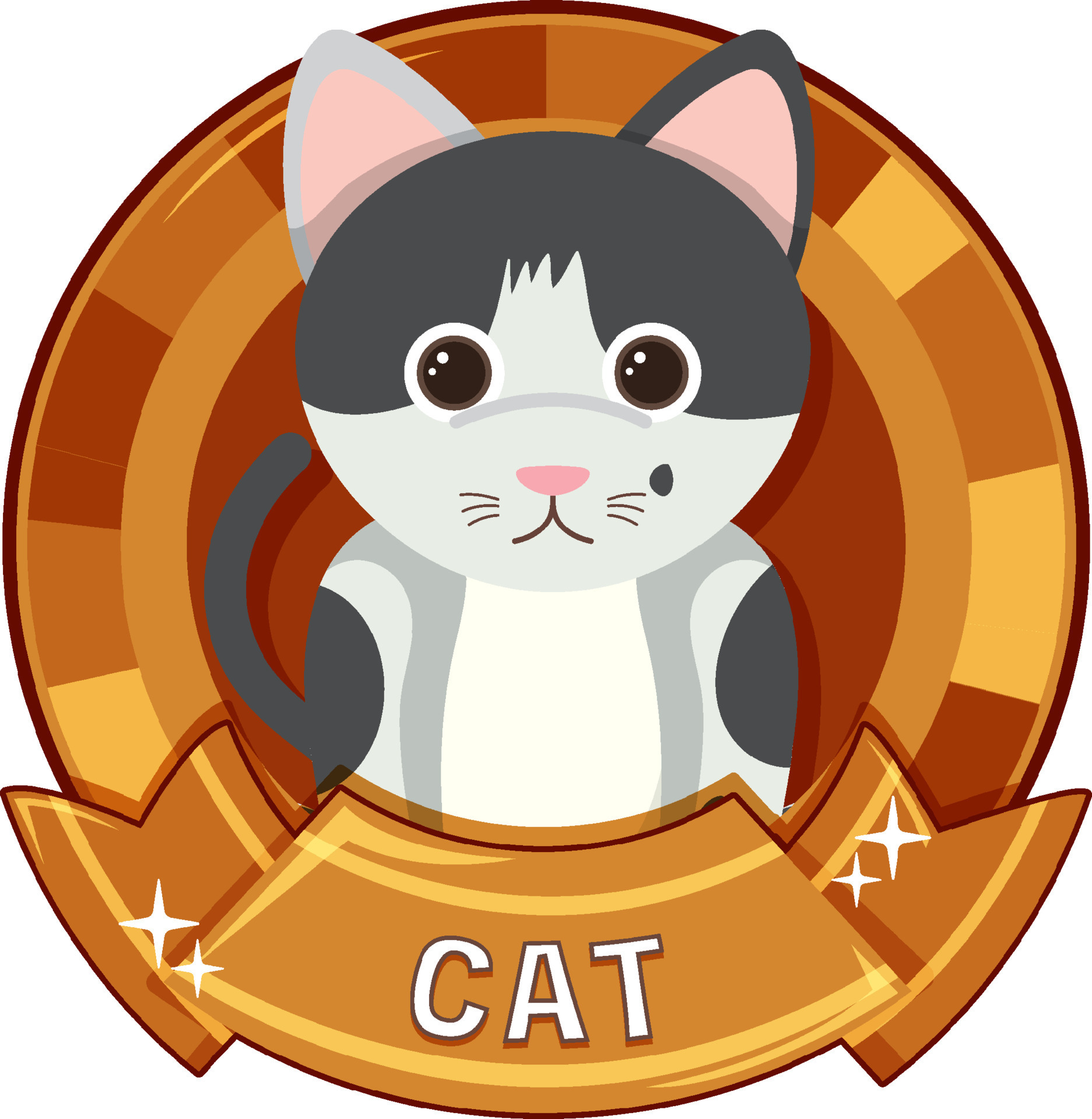 Cute cat cartoon badge 8599651 Vector Art at Vecteezy