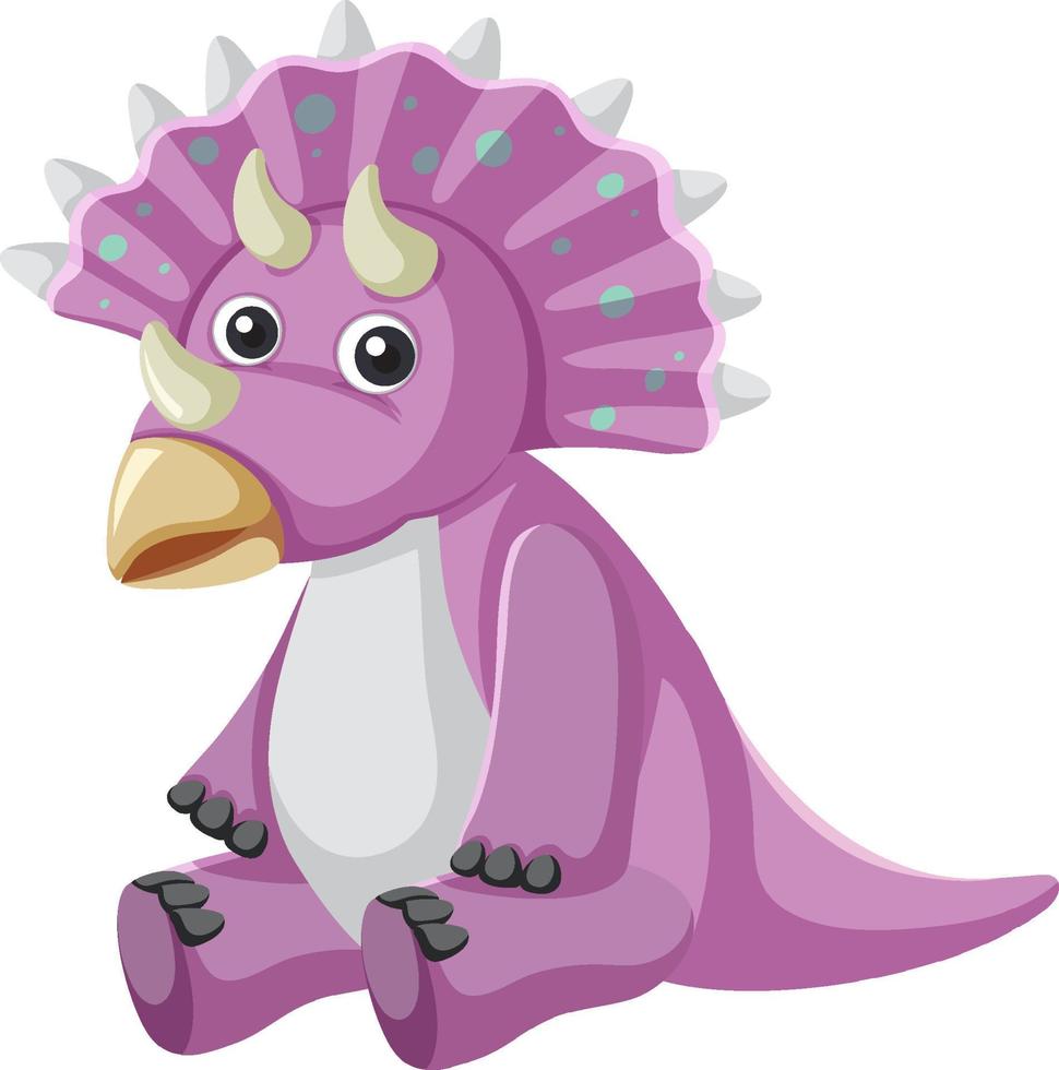 linda caricatura de dinosaurio triceratop vector